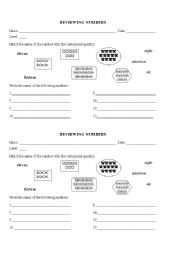 English worksheet: Numbers Quiz