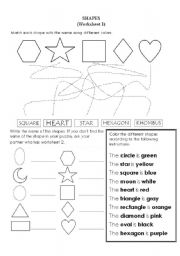 English Worksheet: Shapes (2 pages)