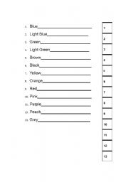 English Worksheet: colors