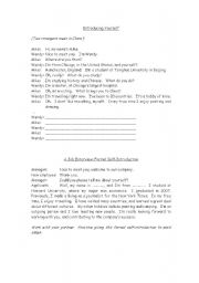 English worksheet: Self-Introductions