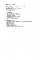 English Worksheet: In the kitchen