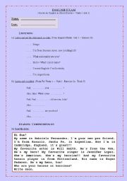 English worksheet: Exam 4 - FOR BEGINNERS: Present Simple and (giving) Personal Information.