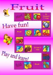 English Worksheet: board game - fruit