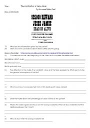 English Worksheet: The assassination of Jesse James by the coward Robert Ford