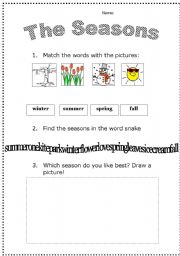 English worksheet: The Seasons