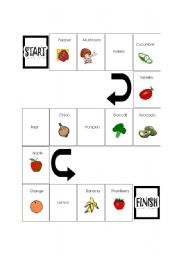 English Worksheet: Fruit n Veg Boardgame