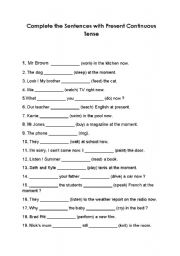 English Worksheet: Present Continuous Tense