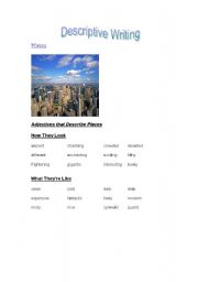 English Worksheet: Descriptive Writing - Adjectives that Describe Places