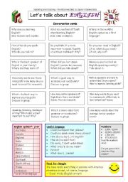 English Worksheet: Lets talk about ENGLISH