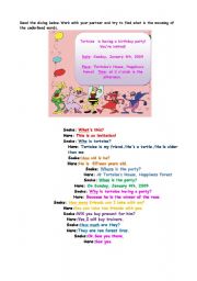 English worksheet: party card