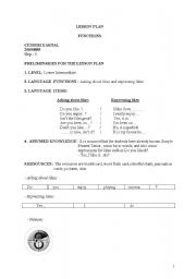 English Worksheet: functions
