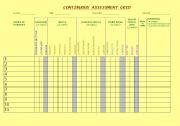 English Worksheet: CONTINUOUS ASSESSMENT GRID