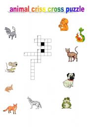 English worksheet: animal criss cross puzzle