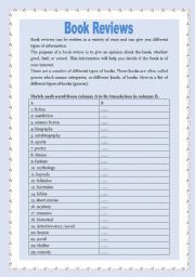 English Worksheet: NOT JUST A BOOK REVIEW ( 9 pages 6 exercises)