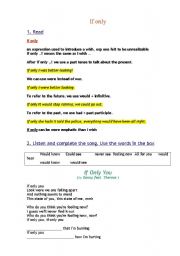 English worksheet: activity song If only you 