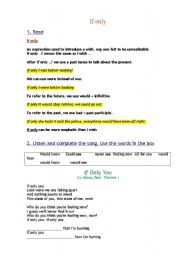 English Worksheet: activity song If only you 