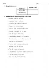 English worksheet: SUPERLATIVE