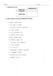 English worksheet: COMPARATIVE