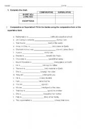 English Worksheet: COMPARATIVE OR SUPERLATIVE?