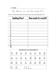 English worksheet: My Word is Worth What???