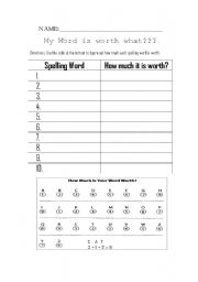 English Worksheet: My Word is Worth What???