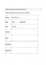English worksheet: pen friend letter