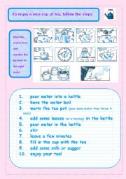 English Worksheet: How to make a cup of tea