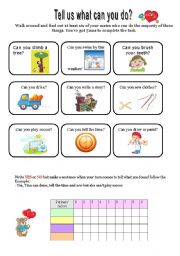 English worksheet: Tell us what you can do 2