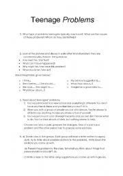 English Worksheet: Teenage problems