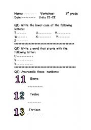 English worksheet: a useful w. for kids