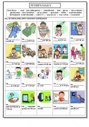 English Worksheet: PETERS DAILY ROUTINE