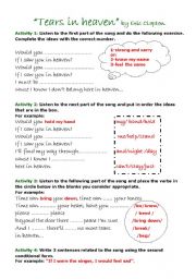 English Worksheet: Tears in heaven by Eric Clapton