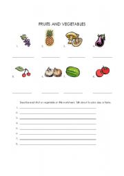 English worksheet: Fruits and Vegetables 1