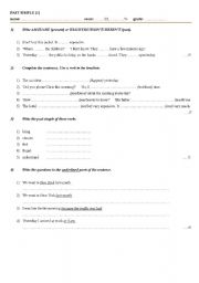 English worksheet: PAST SIMPLE test