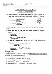 English worksheet: HELPING VERBS