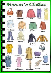 Women´s clothes - ESL worksheet by vanda51