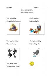 English worksheet: Present Continuous Tense