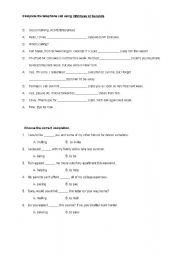 English Worksheet: mixed exercises related to gerunds and infinitives