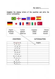 Countries and nationalities flags