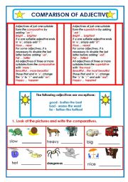 English Worksheet: COMPARISON OF ADJECTIVES