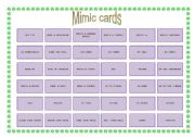 English Worksheet: Mime cards for the game Taboo/Pictionary and mime