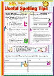 English Worksheet: USEFUL SPELLING TIPS FOR YOUR STUDENTS!!! EXERCISES!