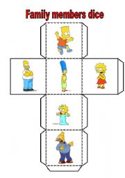 English Worksheet: family members dice