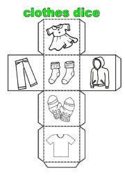 English Worksheet: clothes dice