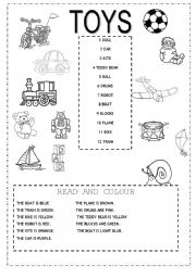 English Worksheet: toys