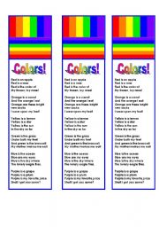 English Worksheet: Color Bookmarks with Color Poem