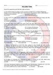 English Worksheet: TELLING TIME