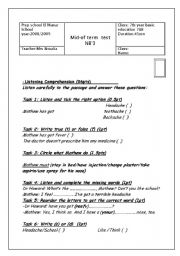 English Worksheet: test for 7th form