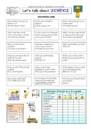 English Worksheet: Let�s talk about SCHOOL