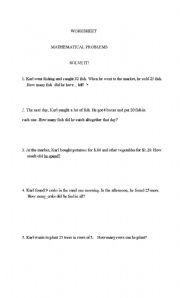 English worksheet: Mathematical Problems